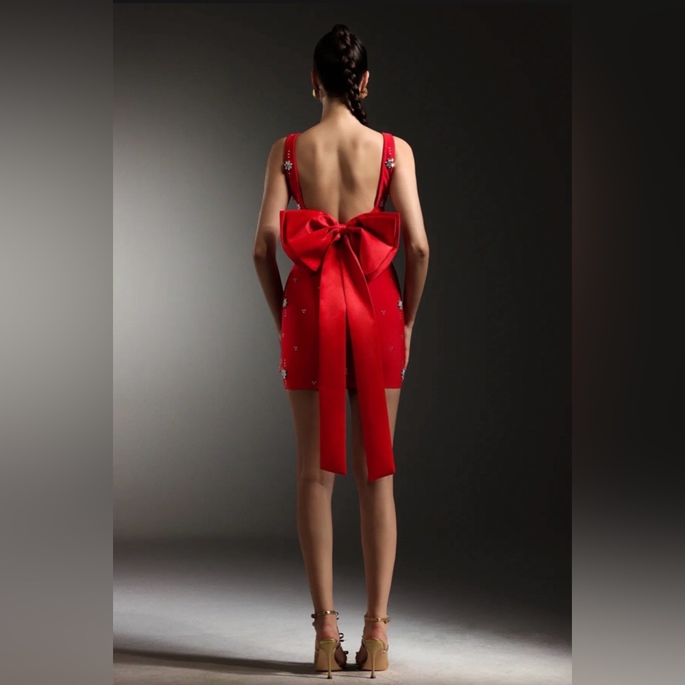 Luxe Red Bow-Back Dress